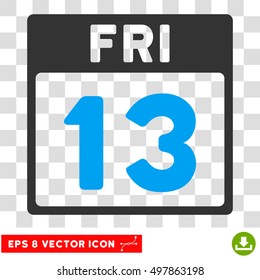 Vector 13 Friday Calendar Page EPS vector pictograph. Illustration style is flat iconic bicolor blue and gray symbol on a transparent background.