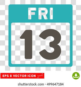 Vector 13 Friday Calendar Page EPS vector pictogram. Illustration style is flat iconic bicolor grey and cyan symbol on a transparent background.