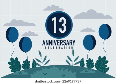 Vector 13 years anniversary invitation card. anniversary celebration modern design illustration template.	
