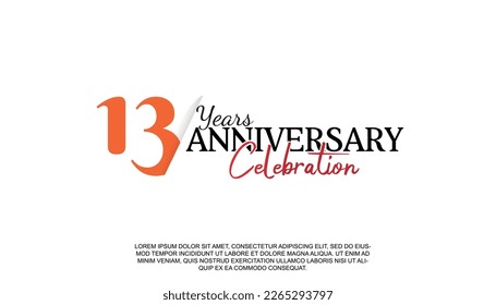 Número de logotipo de vectores de 13 años con color rojo y negro para la celebración evento diseño de ilustración aislado. 