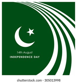 Vector 14 August. Pakistan Independence Day. Celebration Card. Illustration