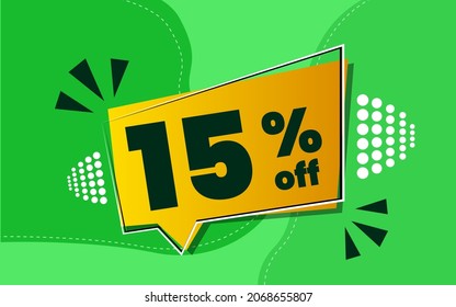 Vector 15 percent discount on yellow balloon with green background