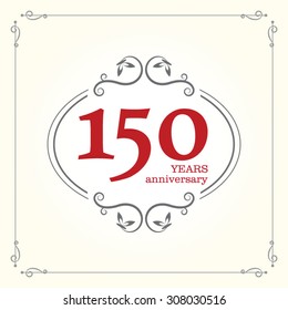 Vector 150th anniversary sign, vintage design