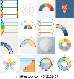 Vector 16 templates, Infographics cyclic processes, text area five position possible to use for work flow, banner, diagram, web design