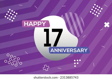 Celebración del aniversario del diseño vectorial del logo del 17 aniversario del vector con forma geométrica de colores
