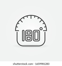 Símbolo lineal del concepto de geometría o icono de contorno angular del vector de 180 grados