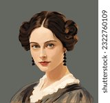 Vector of 19th century mathematician, Ada Lovelace, Countess Lovelace (1815-1852)