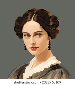 Vector of 19th century mathematician, Ada Lovelace, Countess Lovelace (1815-1852)