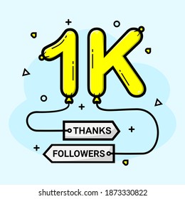  Vector 1k Social Media Followers Thank You 