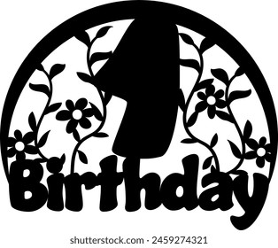 Vector 1st Birthday lettering cutting cake topper