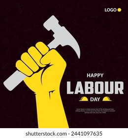 Vector 1 de mayo feliz día del trabajo diseño de banner creativo.