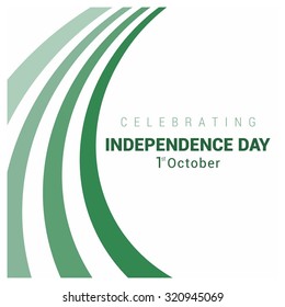 Vector 1st October Nigeria Independence Day. green abstract lines with typography Celebration Card. Illustration