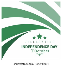 Vector 1st October Nigeria Independence Day. green line background Celebration Card. Illustration