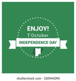 Vector 1st October Nigeria Independence Day. Vintage label stamp Celebration Card. Illustration