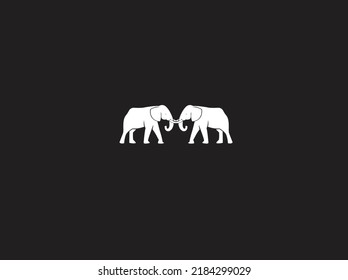 Vector 2 Elefante. Día Mundial del Elefante. Concepto de Vida Silvestre Mundial. Aislado sobre fondo negro.