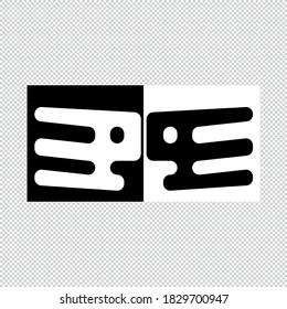 vector 2 flat faces in black and white facing each other. great for logos or your needs