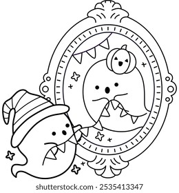 a vector of 2 ghost celebrating halloween