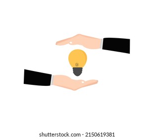 vector 2 hands and business idea symbol. clipart