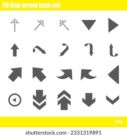 vector 20 line arrow icon set