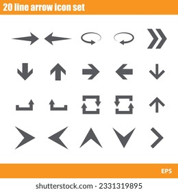 vector 20 line arrow icon set