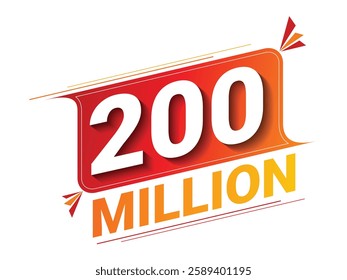 Vector 200 Million isolated on background. Vector illustration.