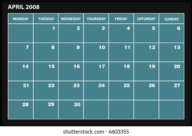 vector 2008 APRIL calender