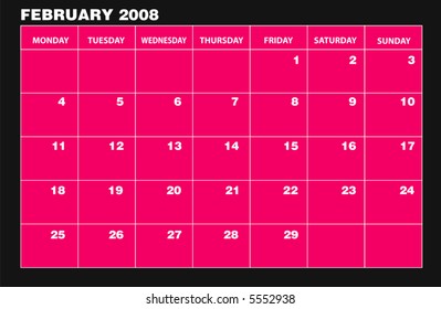 vector 2008 calender