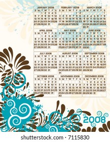 vector 2008 calender