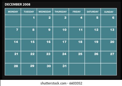 vector 2008 DECEMBER calender