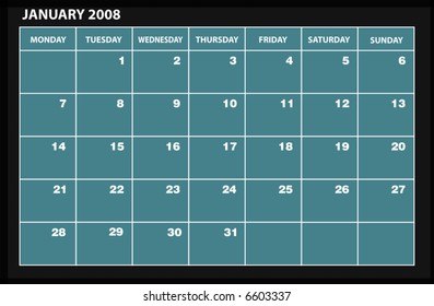 vector 2008 JANUARY calender