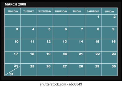 vector 2008 MARCH calender