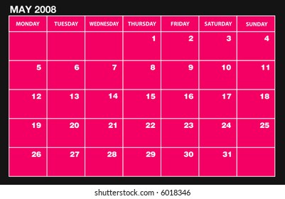 vector 2008 MAY calender