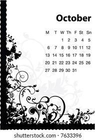 vector 2008 OCTOBER calender