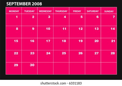vector 2008 SEPTEMBER calender