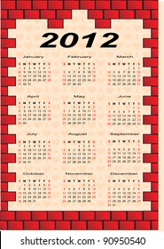 Vector 2012 calendar