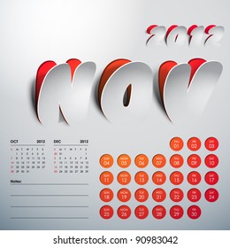Diseño del calendario Vector 2012 - Noviembre