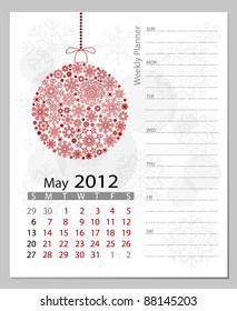 Vector 2012 calendar, May. All elements are layered separately in vector file. Easy editable.