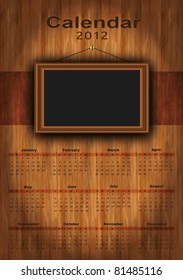 vector 2012 calendar wood, photo frame for your photos, for print