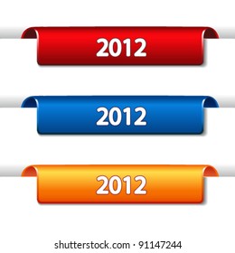 Vector 2012 Labels - bended tape on the web page