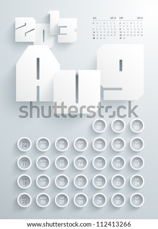 Vector 2013 Calendar Design - August