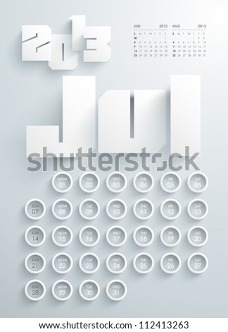 Vector 2013 Calendar Design - July