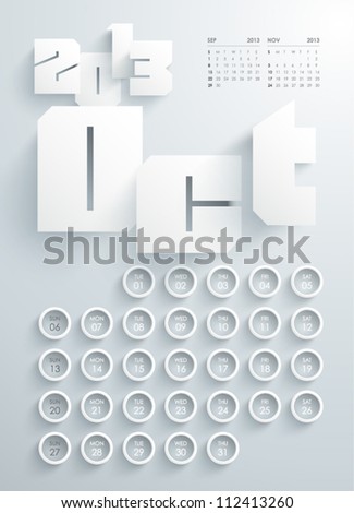 Vector 2013 Calendar Design - October