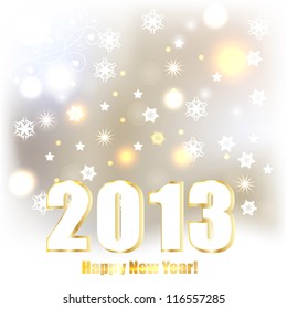 vector 2013 greeting card with shiny stars and snowflakes, eps 10 fully editable file with transparency effects