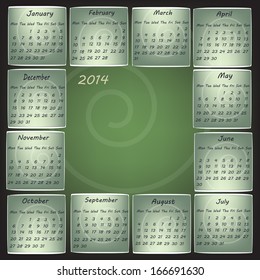 Vector 2014 Calendar Background in Healthy Green