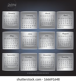 Vector 2014 Calendar Background in Metal Blue