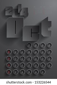 Diseño del calendario Vector 2014 - Octubre