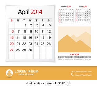 Vector 2014 Calendar Design (Template) - April