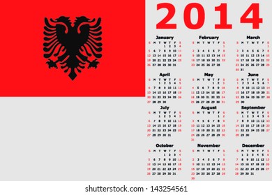 Vector 2014 Calendar with the flag of Albania