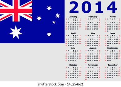 Vector 2014 Calendar with the flag of Australia