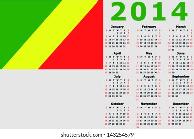 Vector 2014 Calendar with the flag of Congo